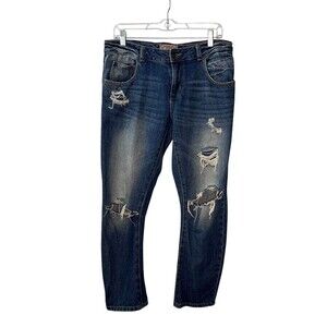Zara D1975 Straight Leg Jeans Women's  Distressed Ankle Length Size 4 Relaxed